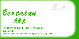 bertalan abt business card